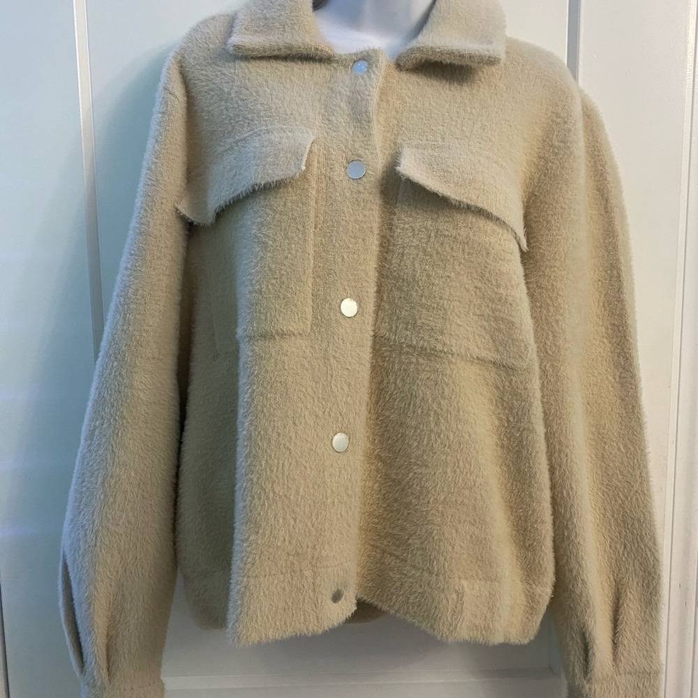 Kut from the Kloth Cream Perla Fuzzy Sweater Jacket
